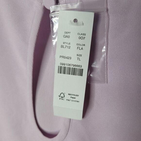 J Crew Pink Puff Sleeve Keyhole Neckline Crepe Top Blouse BL712 Women Sz Lg tall - Picture 4 of 9